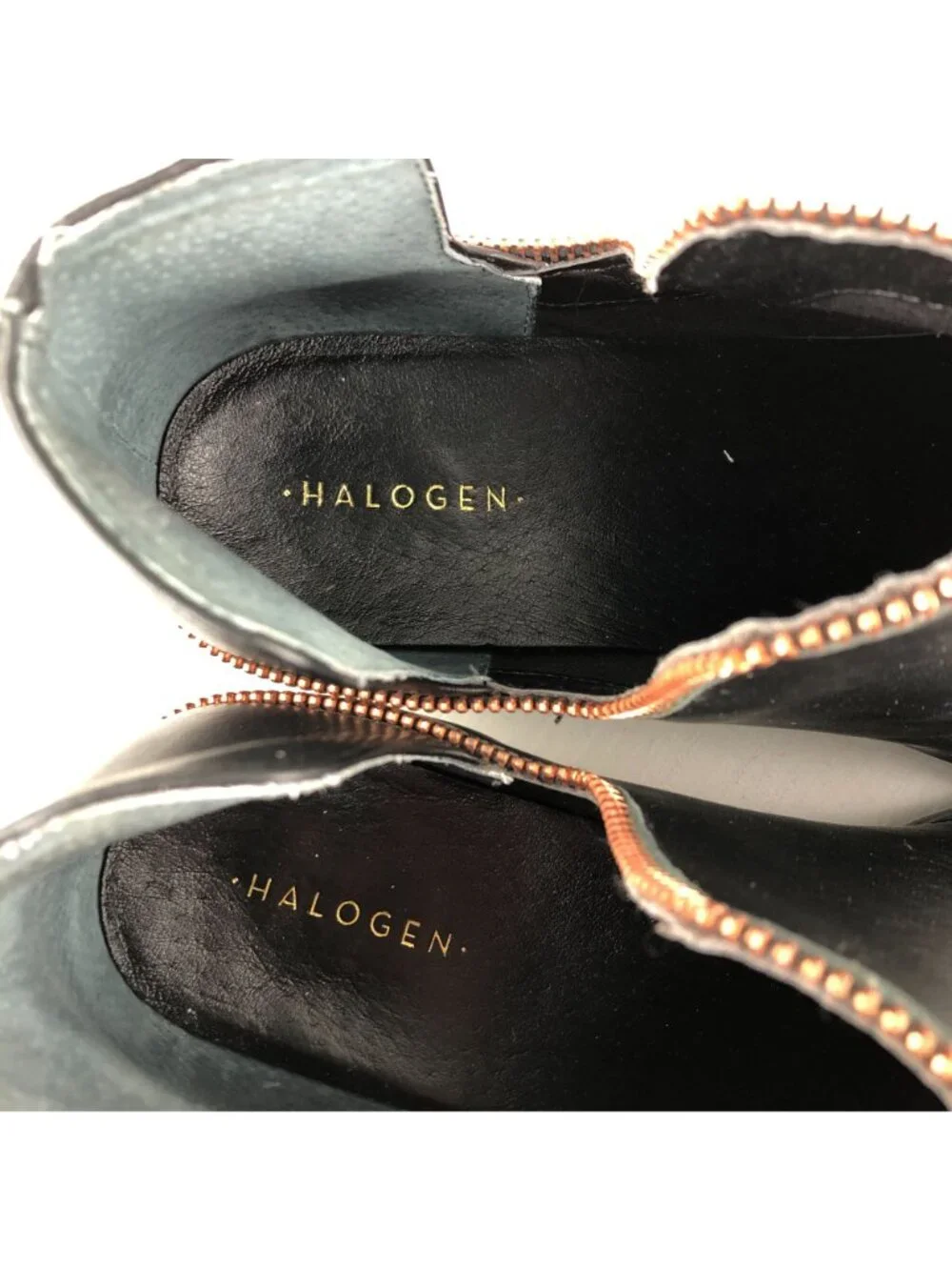Halogen Women's Size 6.5M Piper Black Leather Zipper Detail Cutout Ankle Booties